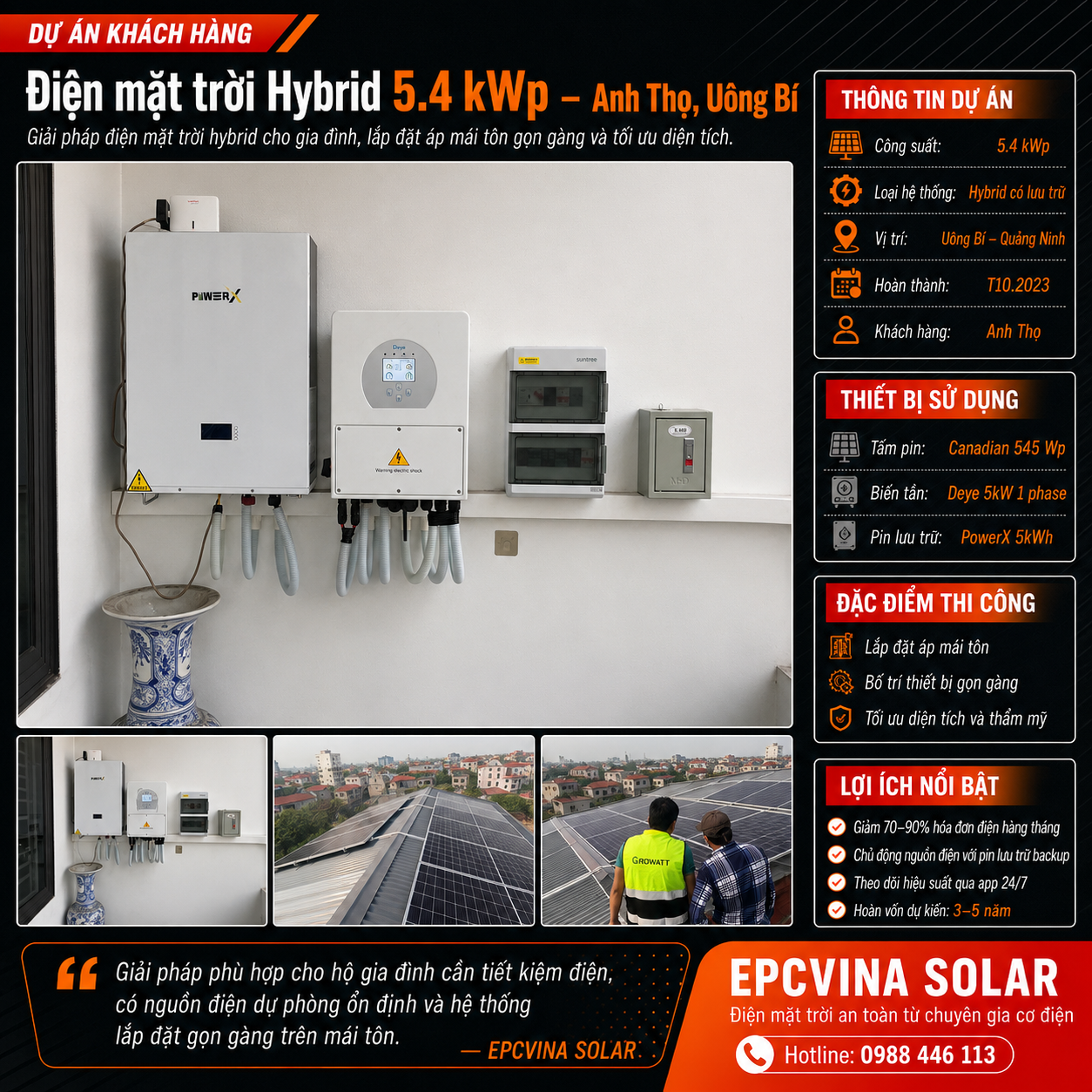 Dự án Hybrid 5.4 kWp - Anh Thọ Uông Bí
